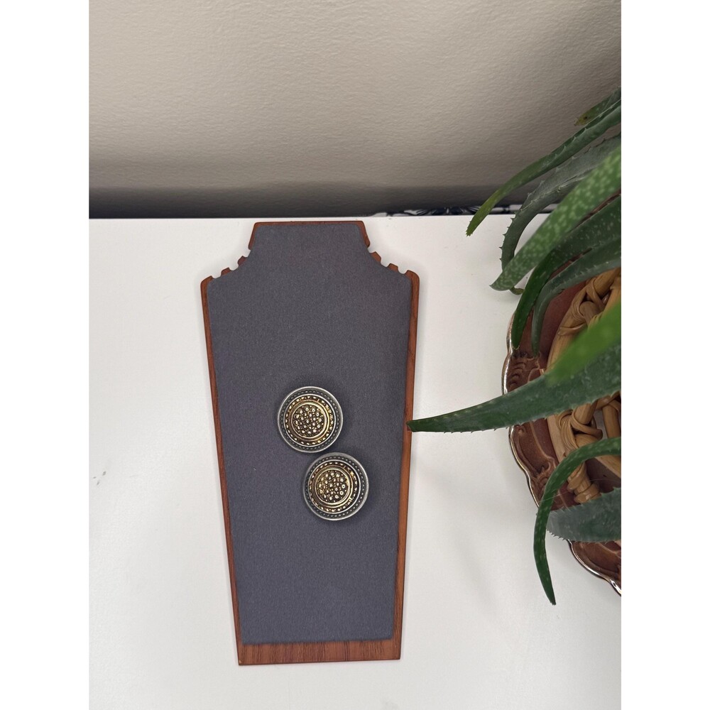 Vintage Ben Amun Statement Clip Earrings Mixed Metal Byzantine Coin Designer - Picture 6 of 11